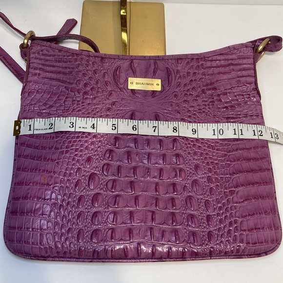 Brahmin Vibrant Pink Croc-Embossed Bag - Picture 13 of 15